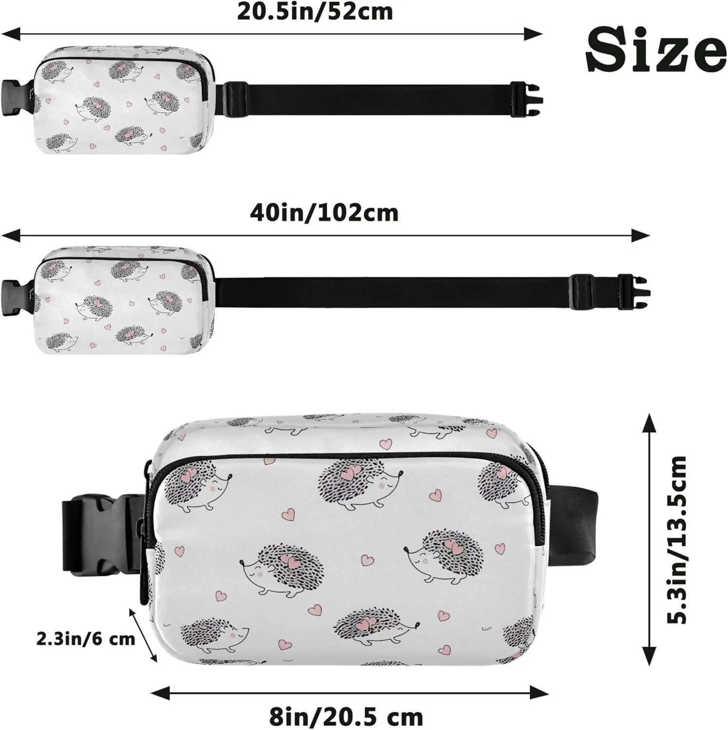 Cute Hedgehogs Animals Fanny Packs for Women Waterproof Belt Bags Hip Pack Cute Travel Waist Pouch