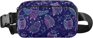 Cute Owls Boho Violet Women Fanny Packs Cartoon Belt Bags Hip Pack Waterproof Waist Bag for Women