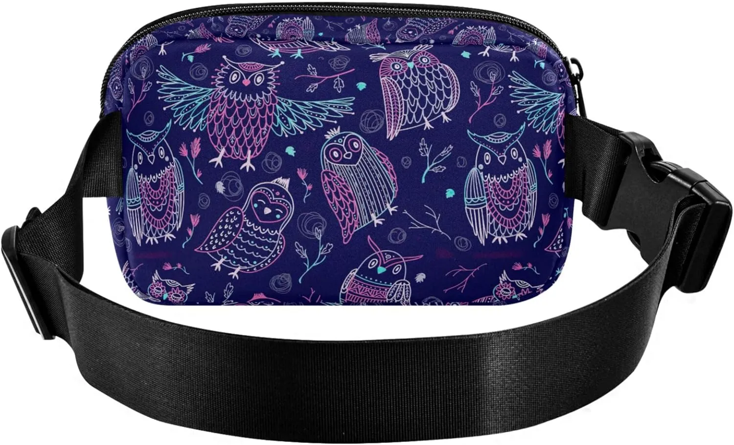 Cute Owls Boho Violet Women Fanny Packs Cartoon Belt Bags Hip Pack Waterproof Waist Bag for Women