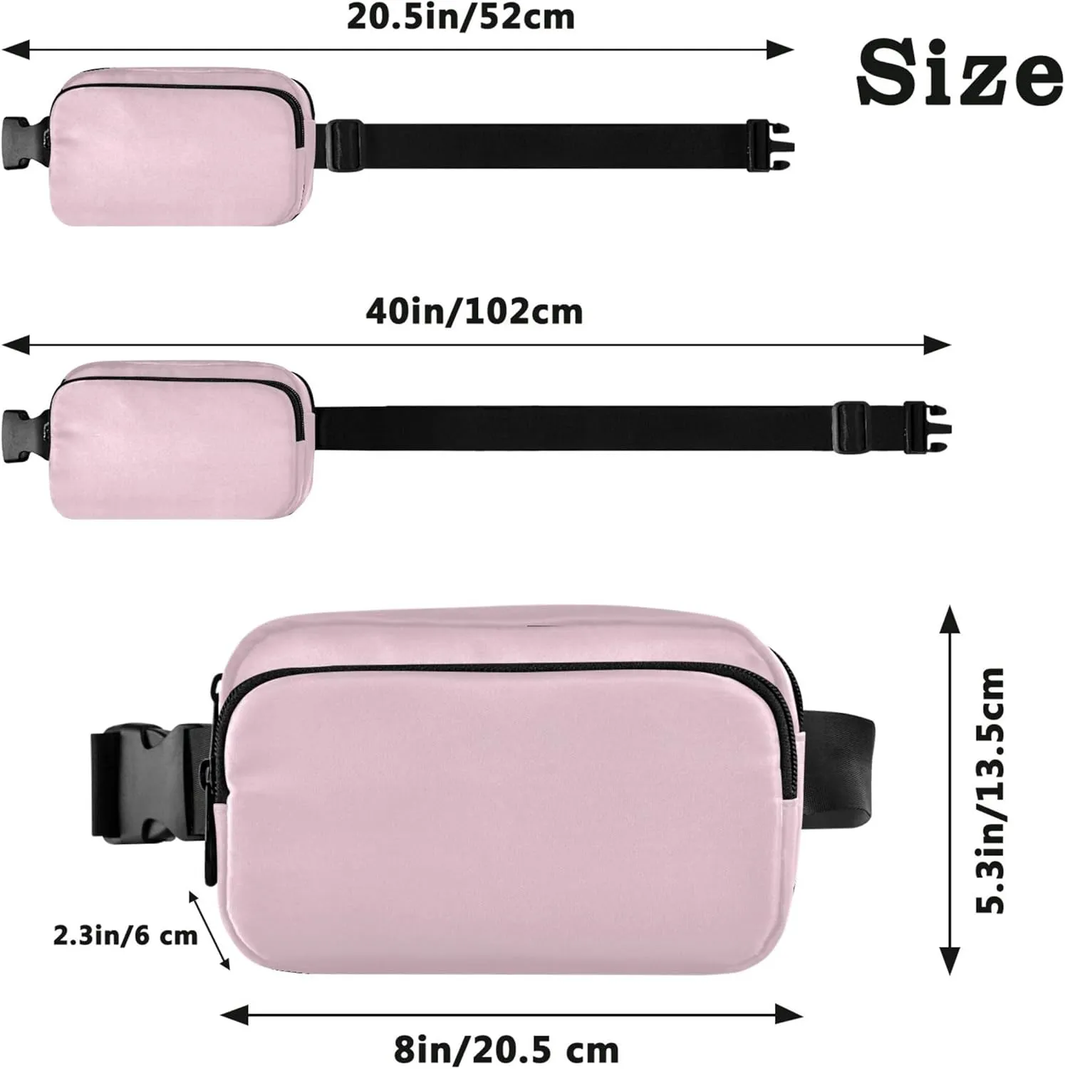 Cute Pink Fanny Pack for Women Waterproof Everywhere Belt Bag Cute Waist Purse for Women