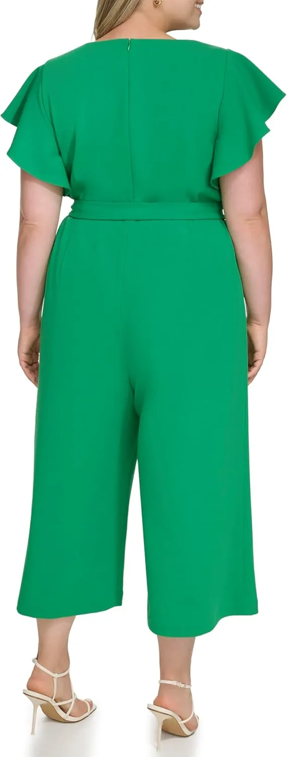 DKNY womens Flutter Sleeeve Jumpsuit