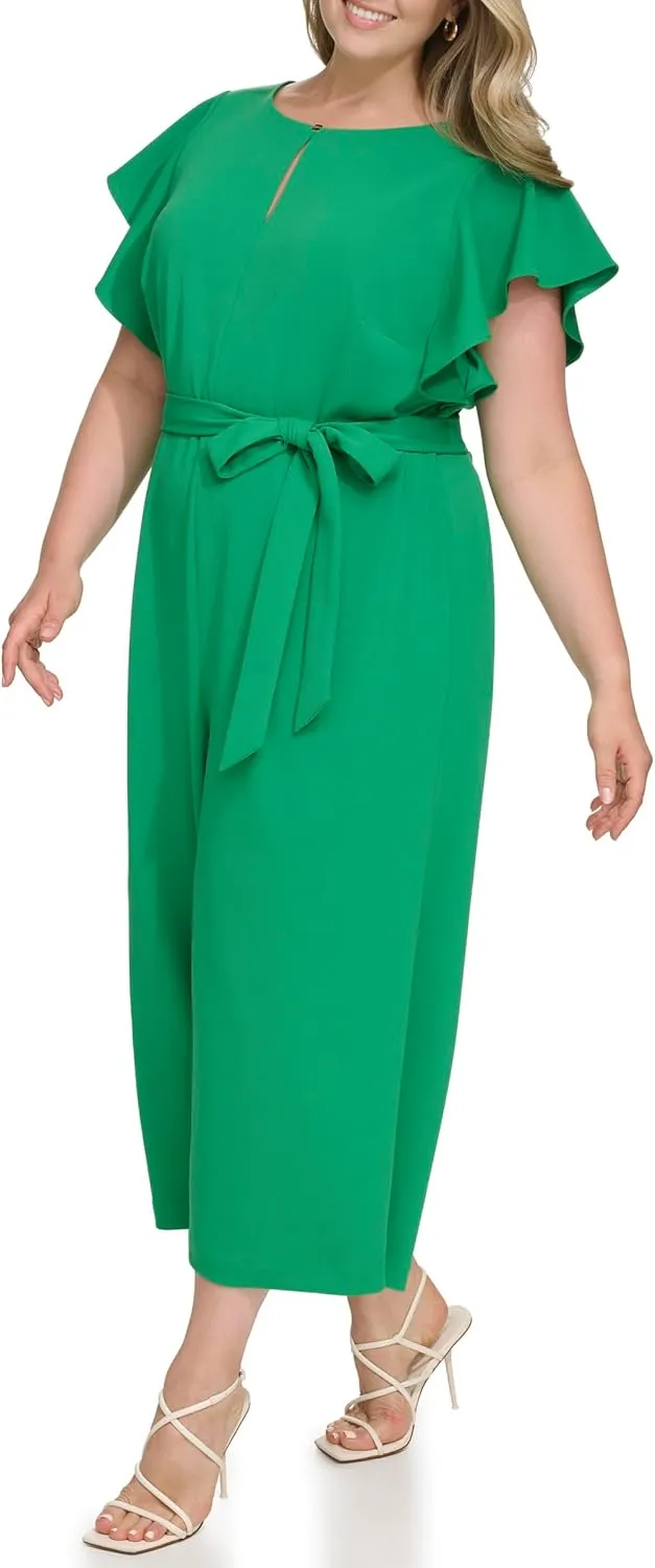 DKNY womens Flutter Sleeeve Jumpsuit
