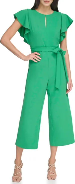 DKNY womens Flutter Sleeeve Jumpsuit