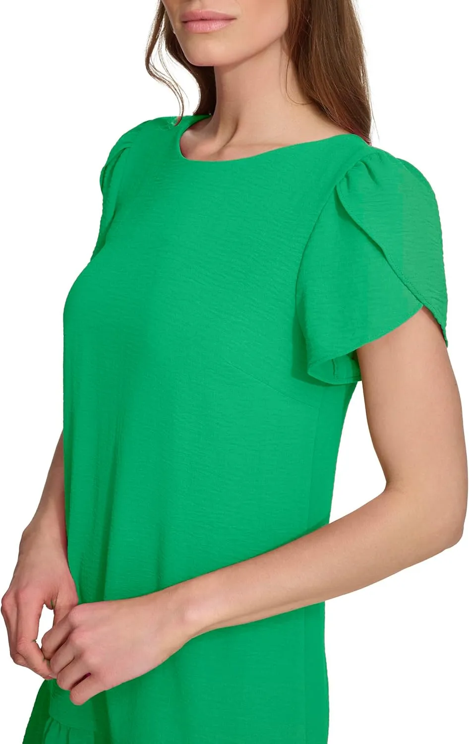 DKNY Women's Tulip Sleeve Ruffle Hem Mini Dress