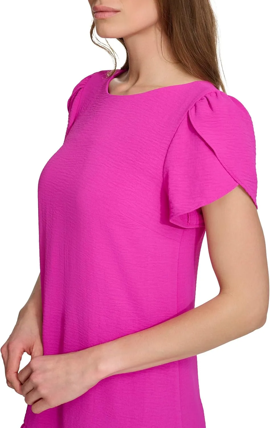 DKNY Women's Tulip Sleeve Ruffle Hem Mini Dress