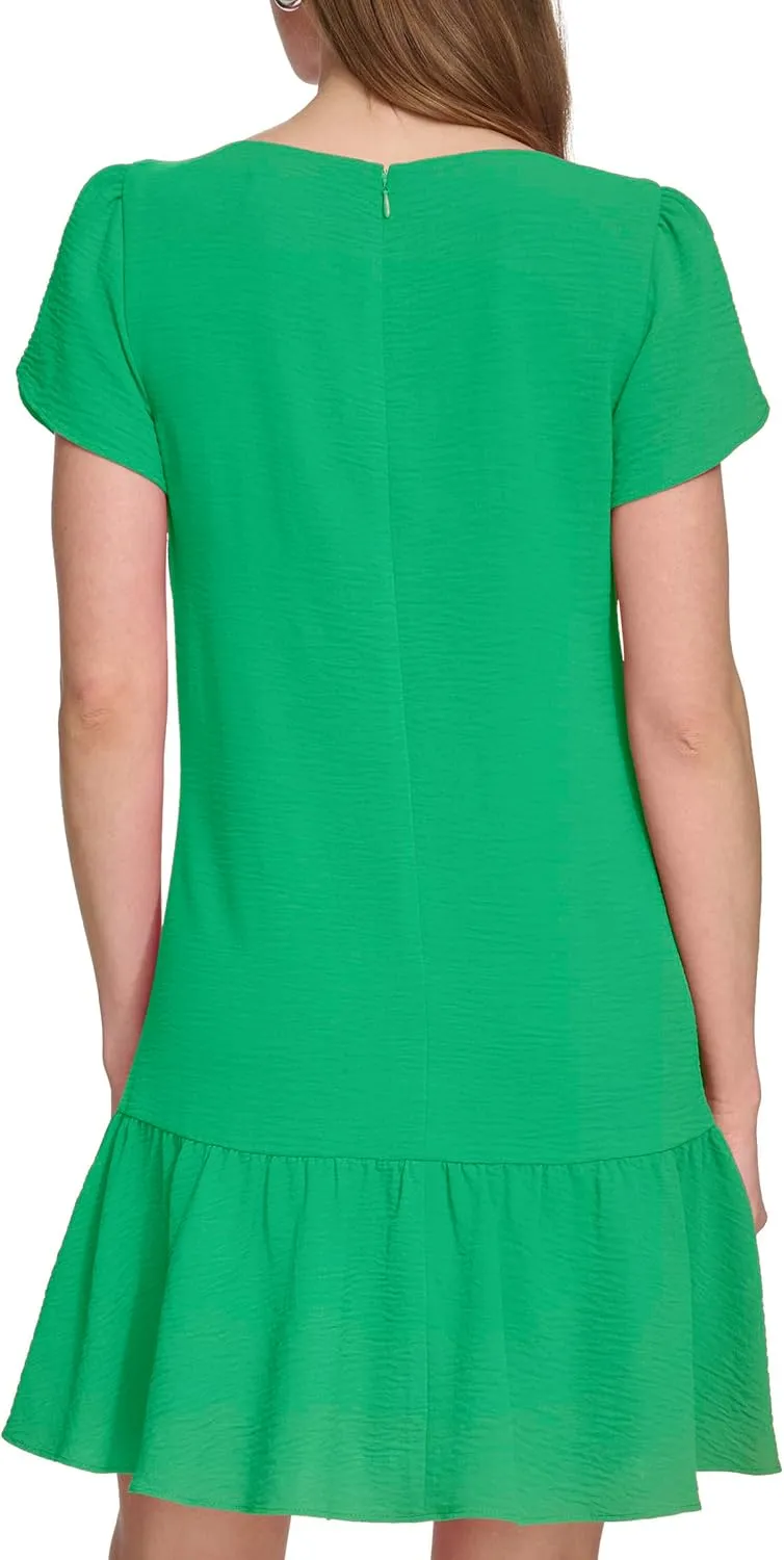 DKNY Women's Tulip Sleeve Ruffle Hem Mini Dress