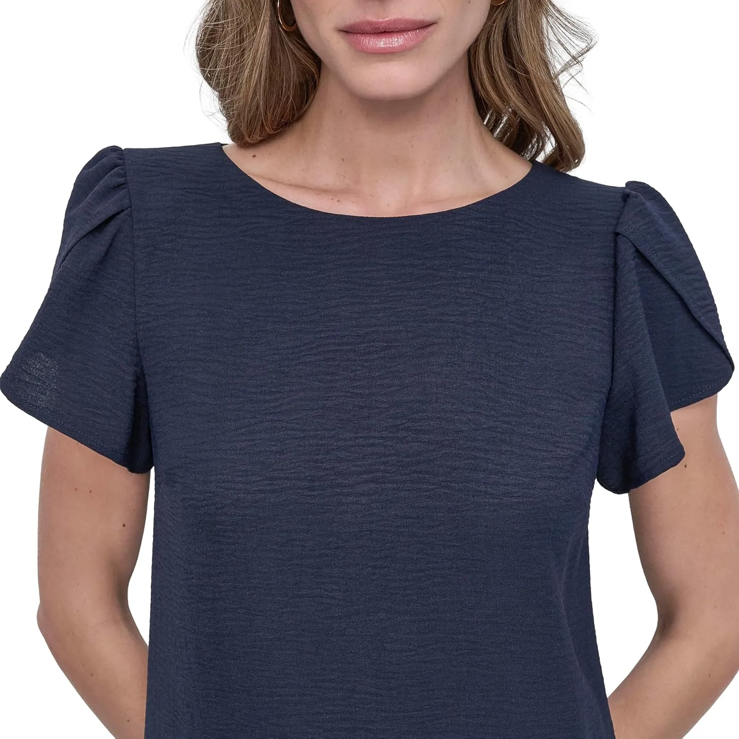 DKNY Women's Tulip Sleeve Ruffle Hem Mini Dress