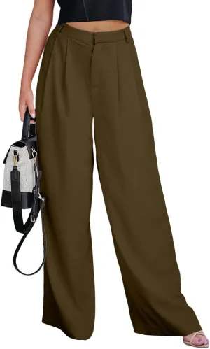 Dokotoo Women's Wide Leg Pants Business Casual Loose High Waisted Dress Palazzo Flowy Trousers