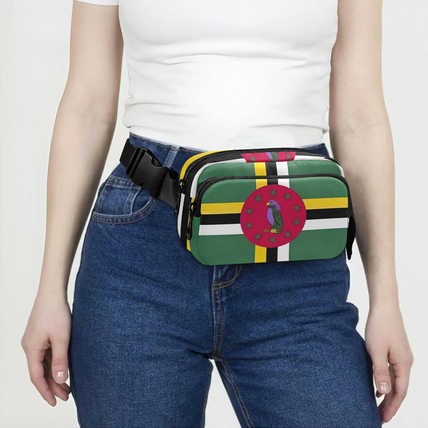 Dominica Flag Official Fanny Packs Women Waterproof Belt Bags Hip Pack Cute Crossbody Waist Purse
