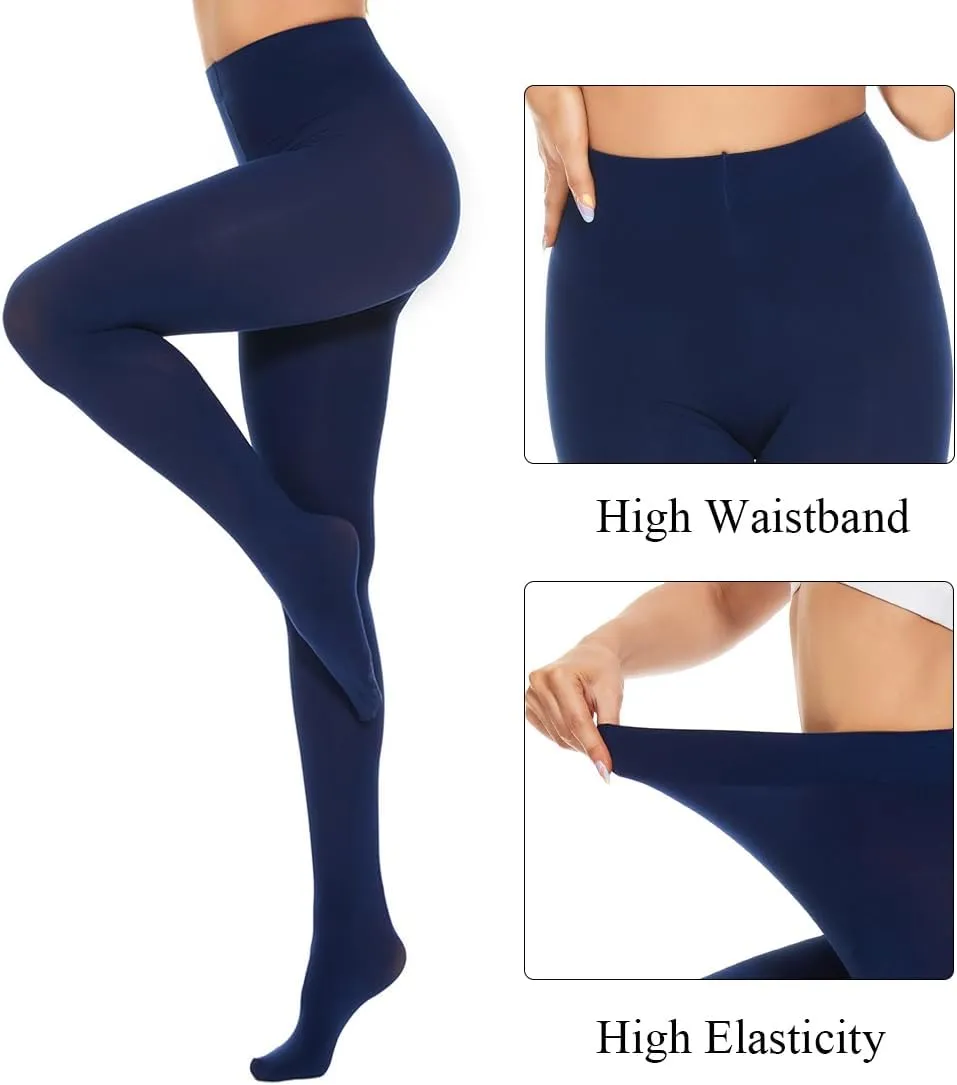 DUCMODA Womens 80 Denier Opaque Tights, Women's Soft Solid Color Footed Pantyhose, High Waist Stocking with 30  Colors