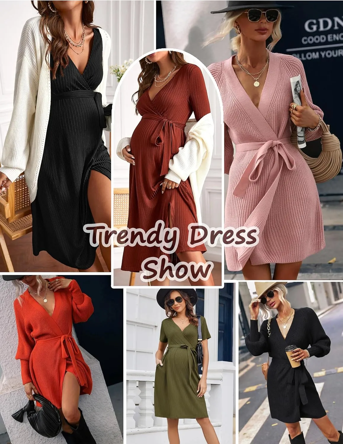 Ekouaer Women Short Sleeve Maternity Nursing Dress Casual V Neck Breastfeeding Loungewear Ribbed Knit Pregnancy Dresses S-XXL
