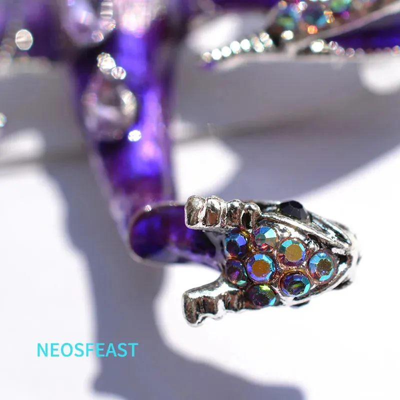 Elegant Enameled Dragon Brooches for Women Rhinestone Pin Multi Color Holiday Men Gift Garment Dress Accessories Fashion Jewelry