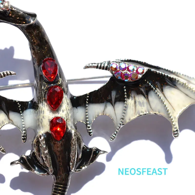 Elegant Enameled Dragon Brooches for Women Rhinestone Pin Multi Color Holiday Men Gift Garment Dress Accessories Fashion Jewelry