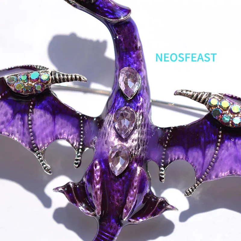 Elegant Enameled Dragon Brooches for Women Rhinestone Pin Multi Color Holiday Men Gift Garment Dress Accessories Fashion Jewelry