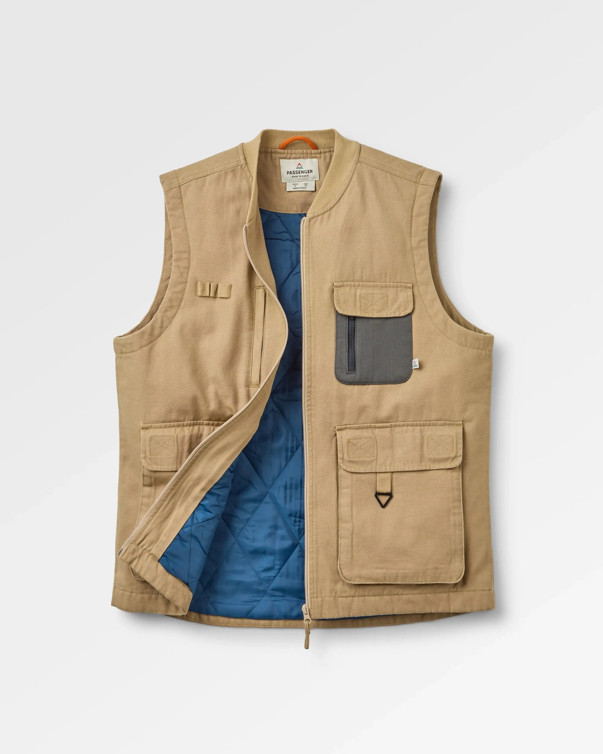 Explorers Organic Cotton Canvas Vest - Stone
