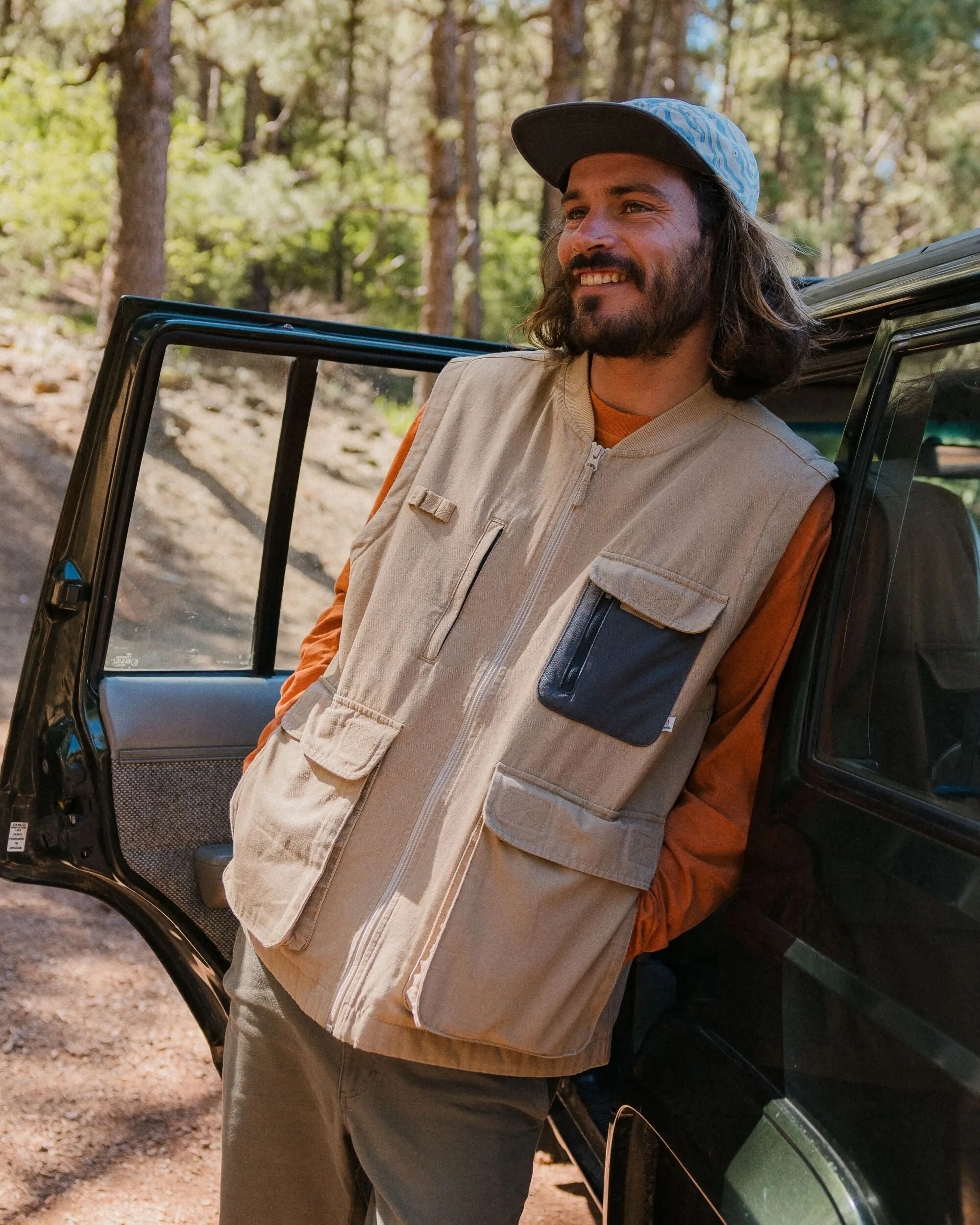 Explorers Organic Cotton Canvas Vest - Stone