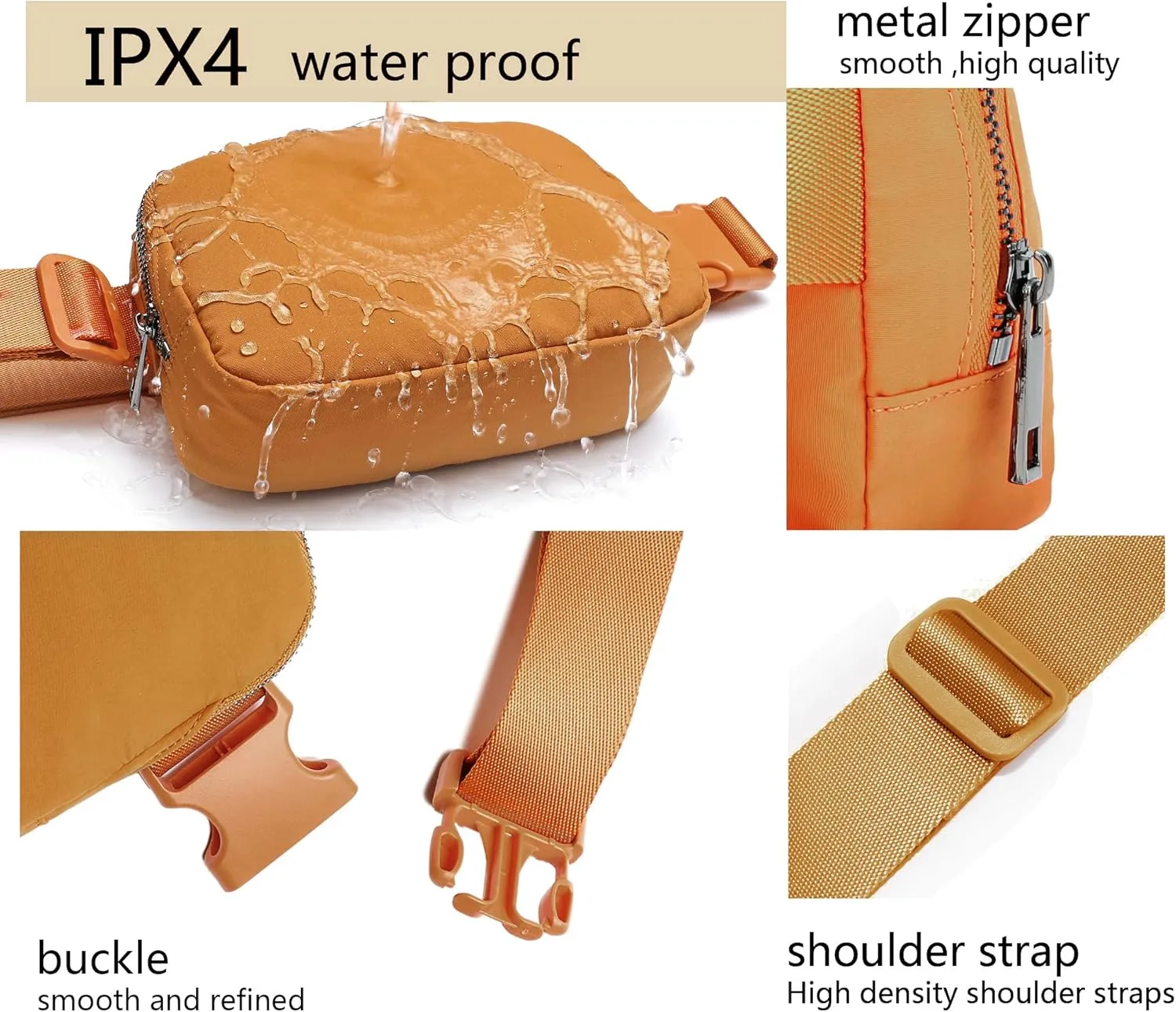 Fanny Belt Bag Waist Pack Crossbody Bags Bum Bag for Running Hiking Travel Workout Adjustable Strap for Women-Muddy yellow