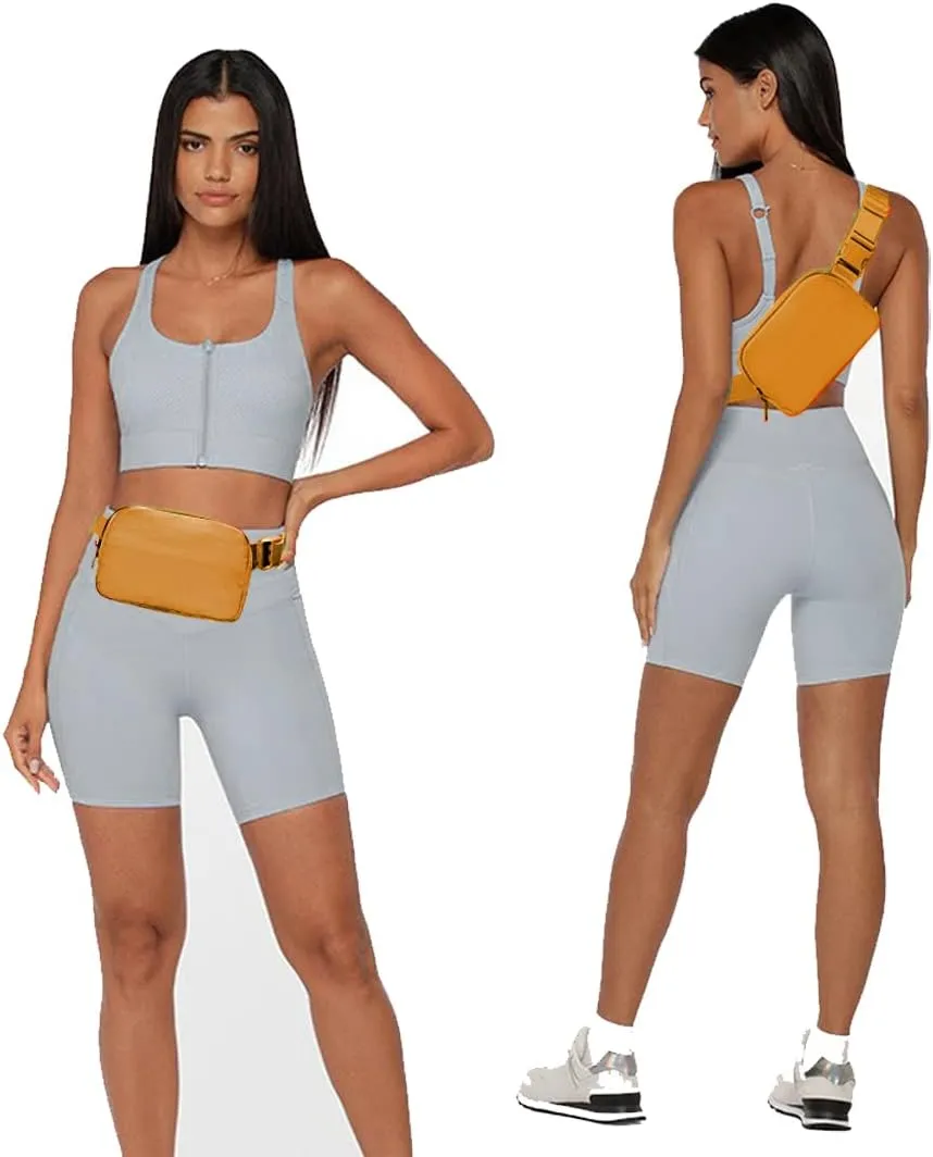 Fanny Belt Bag Waist Pack Crossbody Bags Bum Bag for Running Hiking Travel Workout Adjustable Strap for Women-Muddy yellow