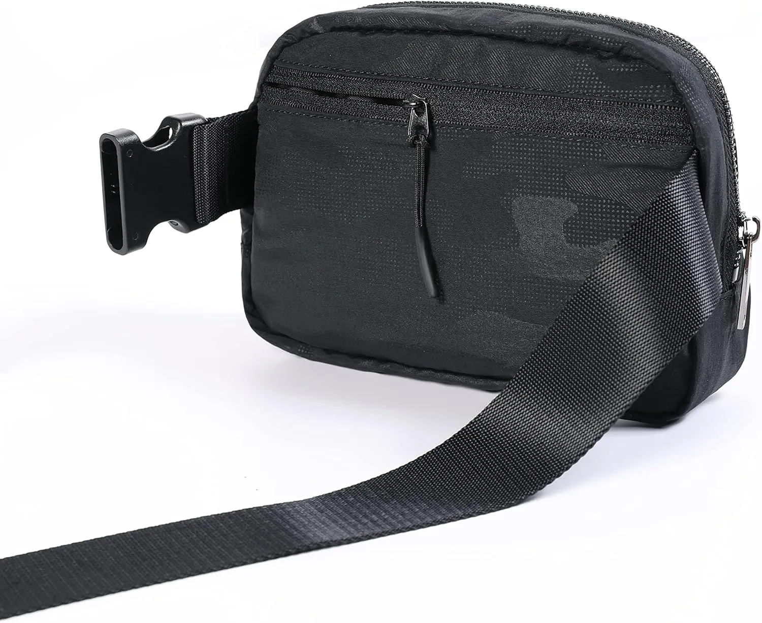 Fanny Pack Crossbody Bag Trendy Waterproof Small Sling Cross Body Purse for Women Men Fashion Waist Packs Mini Belt Bag Pouch Chest Bum Bag Lulu Dupes for Travel Vacation Running Black Camo