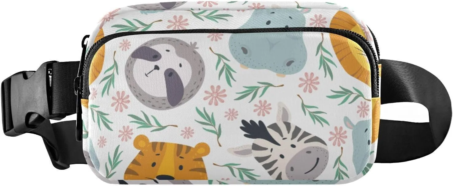 Fanny Pack for Women Men Animals Head Cute Lion Belt Waist Pack Bum Bag Wallets for Running Cycling Hiking Travel Workout with Adjustable Strap