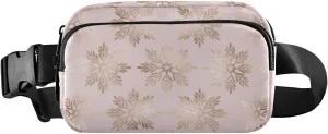 Fanny Pack for Women Men Christmas Rose Gold Snowflakes Belt Waist Pack Bum Bag Wallets for Running Cycling Hiking Travel Workout with Adjustable Strap