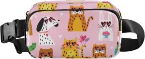 Fanny Pack for Women Men Cute Animals Heart Balloon Belt Waist Pack Bum Bag Wallets for Running Cycling Hiking Travel Workout with Adjustable Strap