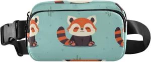 Fanny Pack for Women Men Cute Sred Panda Green Plants Belt Waist Pack Bum Bag Wallets for Running Cycling Hiking Travel Workout with Adjustable Strap
