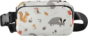 Fanny Pack for Women Men Cute Woodland Animals Autumn Floral Belt Waist Pack Bum Bag Wallets for Running Cycling Hiking Travel Workout with Adjustable Strap