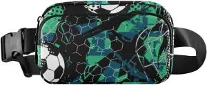 Fanny Pack for Women Men Football Black Green Belt Waist Pack Bum Bag Wallets for Running Cycling Hiking Travel Workout with Adjustable Strap