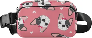 Fanny Pack for Women Men French Bulldog Pink Belt Waist Pack Bum Bag Wallets for Running Cycling Hiking Travel Workout with Adjustable Strap