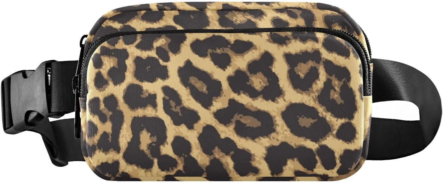 Fanny Pack for Women Men Leopard Yellow Belt Waist Pack Bum Bag Wallets for Running Cycling Hiking Travel Workout with Adjustable Strap