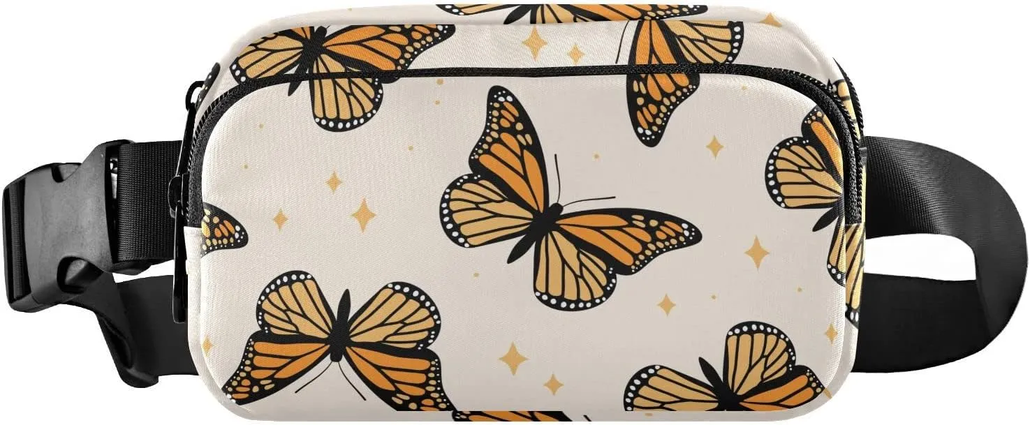 Fanny Pack for Women Men Monarch Butterflies Belt Waist Pack Bum Bag Wallets for Running Cycling Hiking Travel Workout with Adjustable Strap