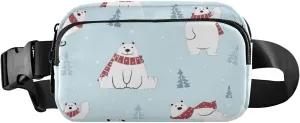 Fanny Pack for Women Men Polar Bear Christmas Tree Belt Waist Pack Bum Bag Wallets for Running Cycling Hiking Travel Workout with Adjustable Strap