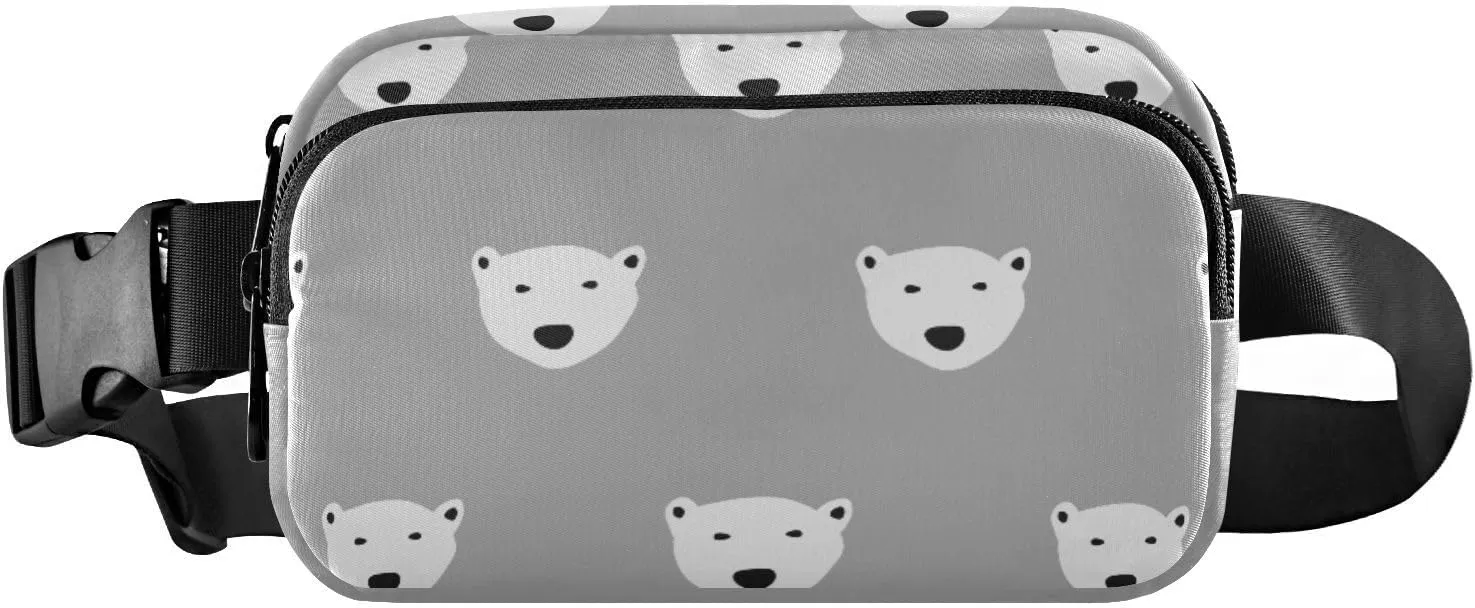 Fanny Pack for Women Men Polar Bear Grey Belt Waist Pack Bum Bag Wallets for Running Cycling Hiking Travel Workout with Adjustable Strap