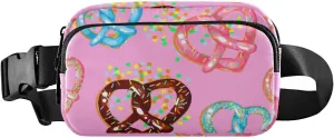 Fanny Pack for Women Men Pretzels Hearts Belt Waist Pack Bum Bag Wallets for Running Cycling Hiking Travel Workout with Adjustable Strap