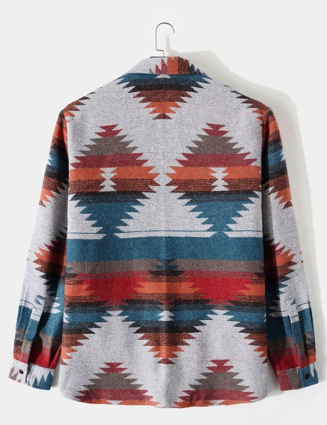 FindThy Mens Brushed Flannel Shirts Ethnic Aztec Print Button Up Lapel Tribal Shirt Jacket Shacket