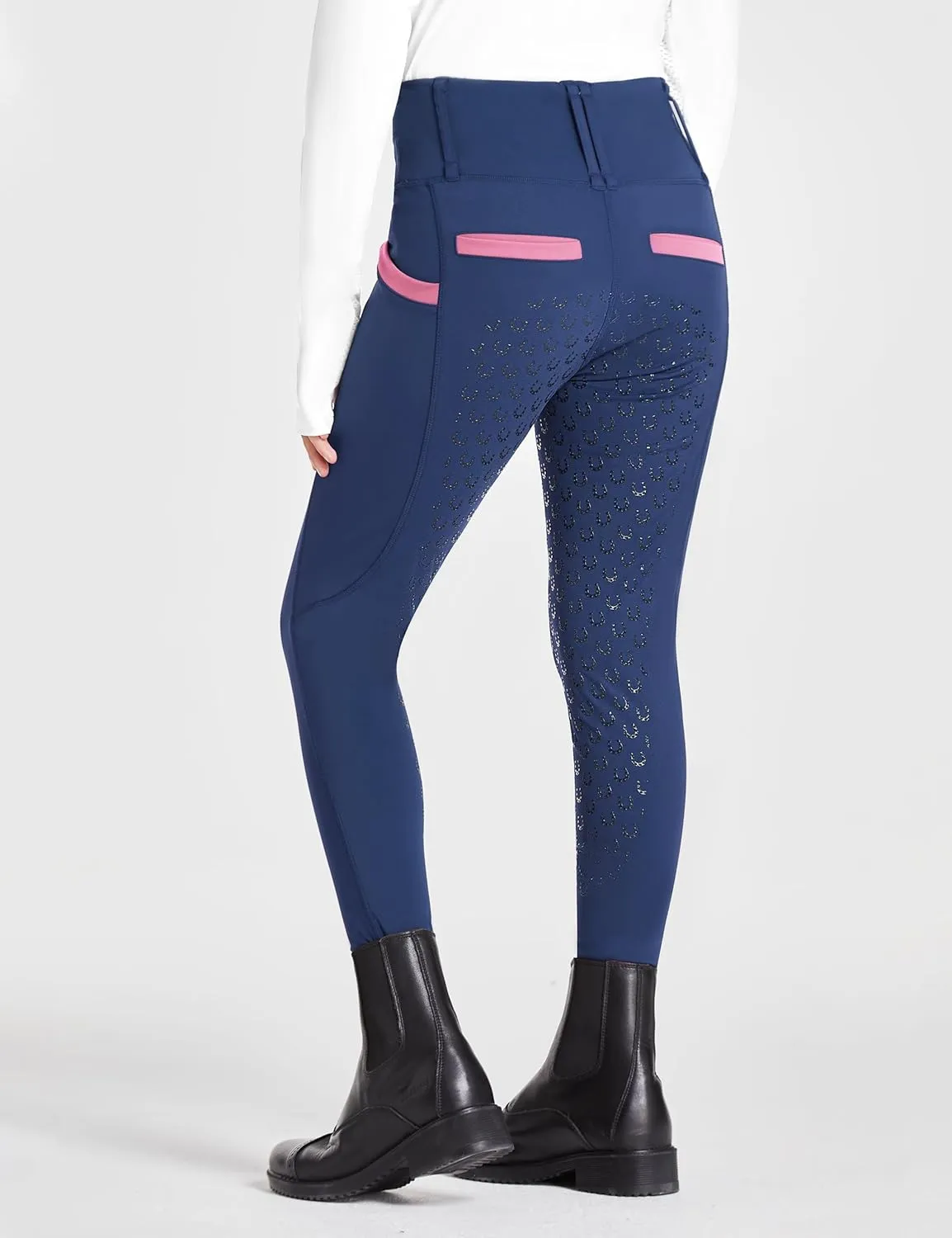FitsT4 Sports Girls Riding Pants Full Seat High Waist Kids Equestrian Breeches Horse Schooling Tights Zipper Pockets