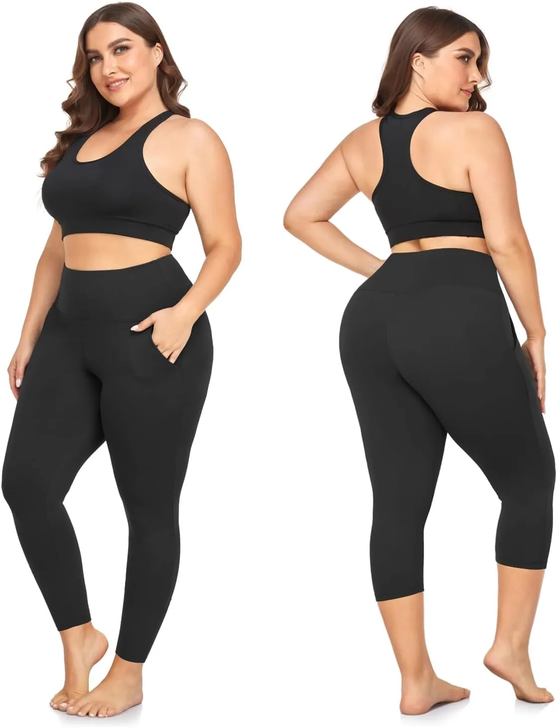 FULLSOFT 3 Pack Plus Size Leggings with Pockets for Women-High Waisted Tummy Control 1X-4X Soft Yoga Pants for Workout