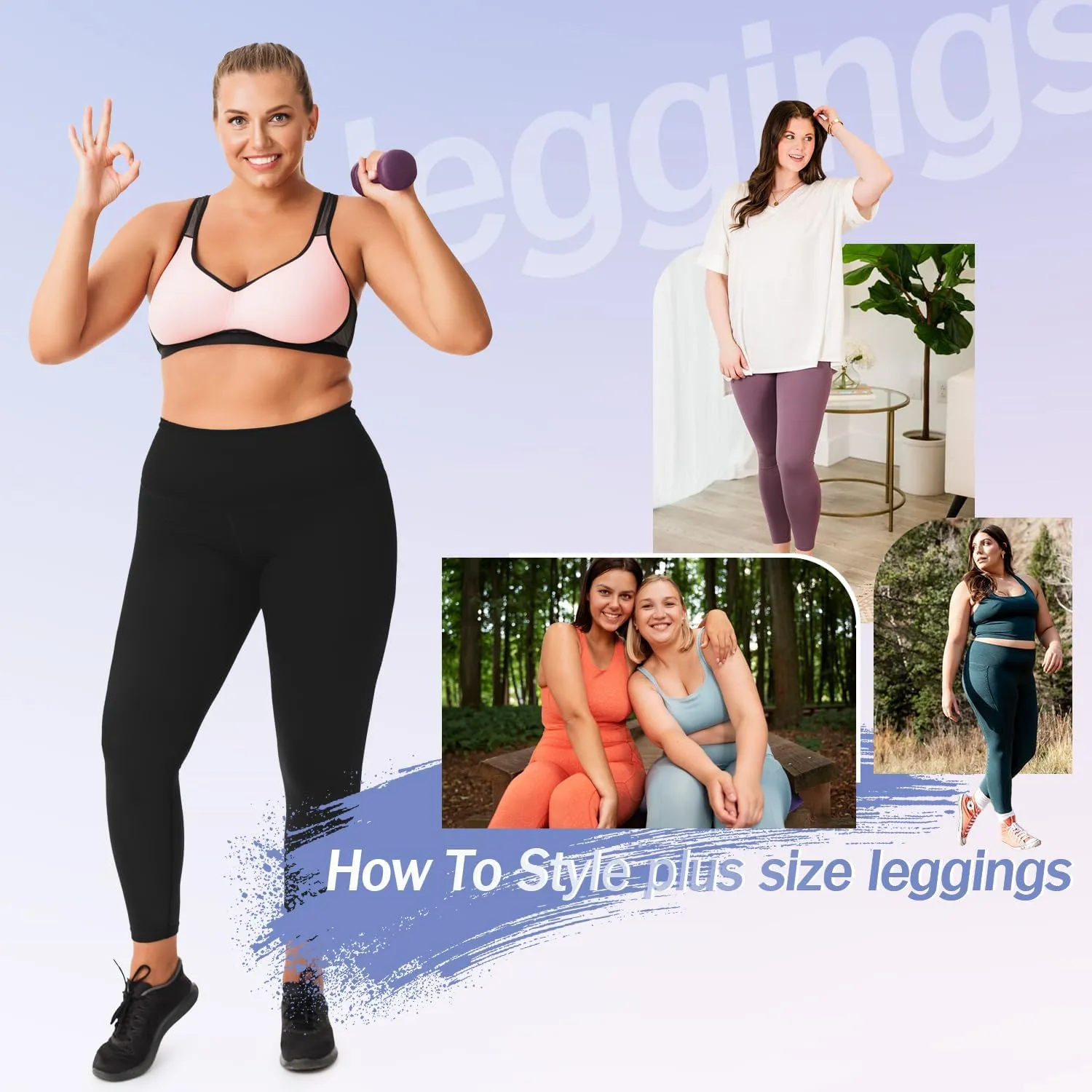FULLSOFT 3 Pack Plus Size Leggings with Pockets for Women-High Waisted Tummy Control 1X-4X Soft Yoga Pants for Workout