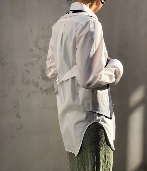 FUMIKA_UCHIDA/PIN STRIPE BACKLESS WAISTCOATS(NAVY)