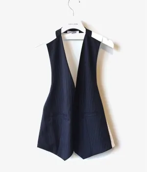 FUMIKA_UCHIDA/PIN STRIPE BACKLESS WAISTCOATS(NAVY)