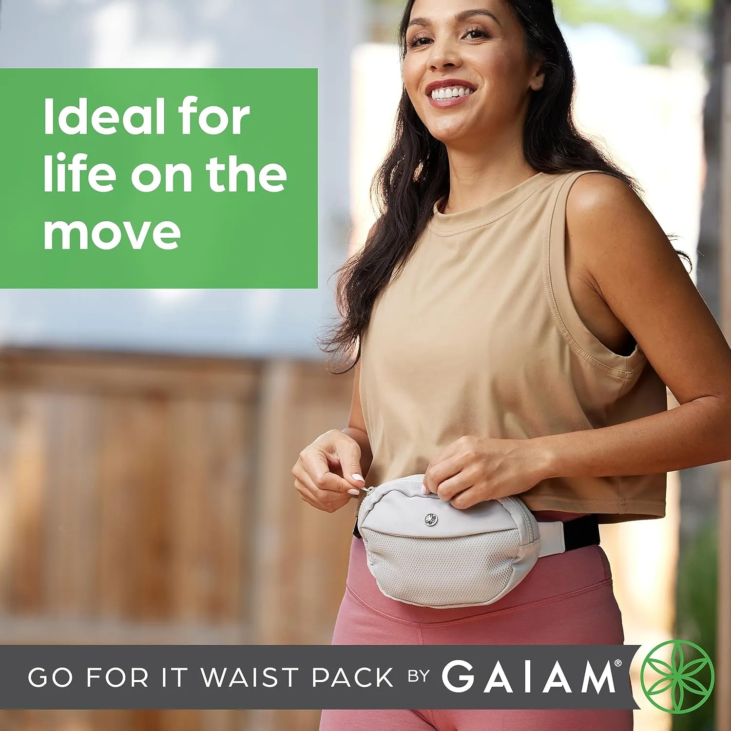 Gaiam Go for It Waist Pack, Adjustable Fanny Pack Crossbody Bags for Women & Men - Waterproof Cross Body Bag with Zippered Pockets, Running Belt Bag, Ideal for Vacation & Travel