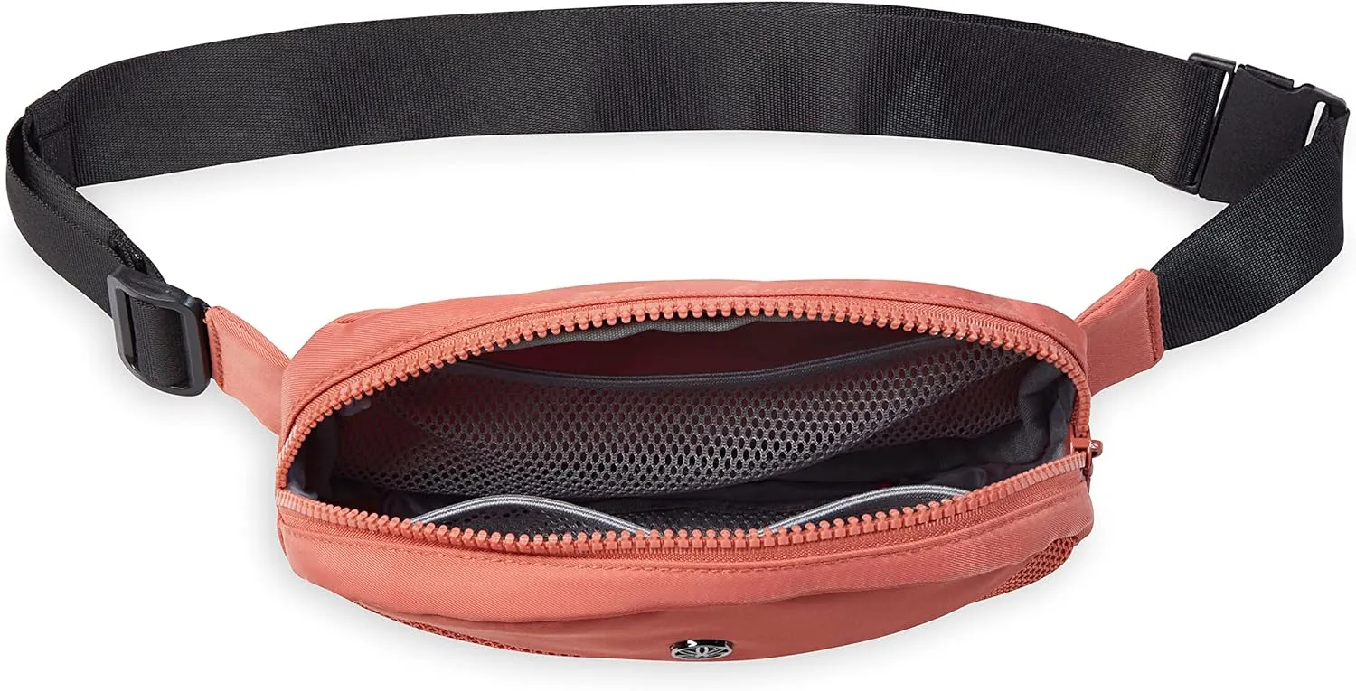 Gaiam Go for It Waist Pack, Adjustable Fanny Pack Crossbody Bags for Women & Men - Waterproof Cross Body Bag with Zippered Pockets, Running Belt Bag, Ideal for Vacation & Travel