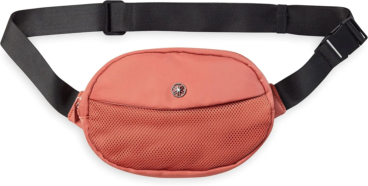 Gaiam Go for It Waist Pack, Adjustable Fanny Pack Crossbody Bags for Women & Men - Waterproof Cross Body Bag with Zippered Pockets, Running Belt Bag, Ideal for Vacation & Travel