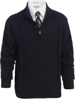 Gioberti Men's 100% Cotton Button Down Collar Knitted Pullover Sweater