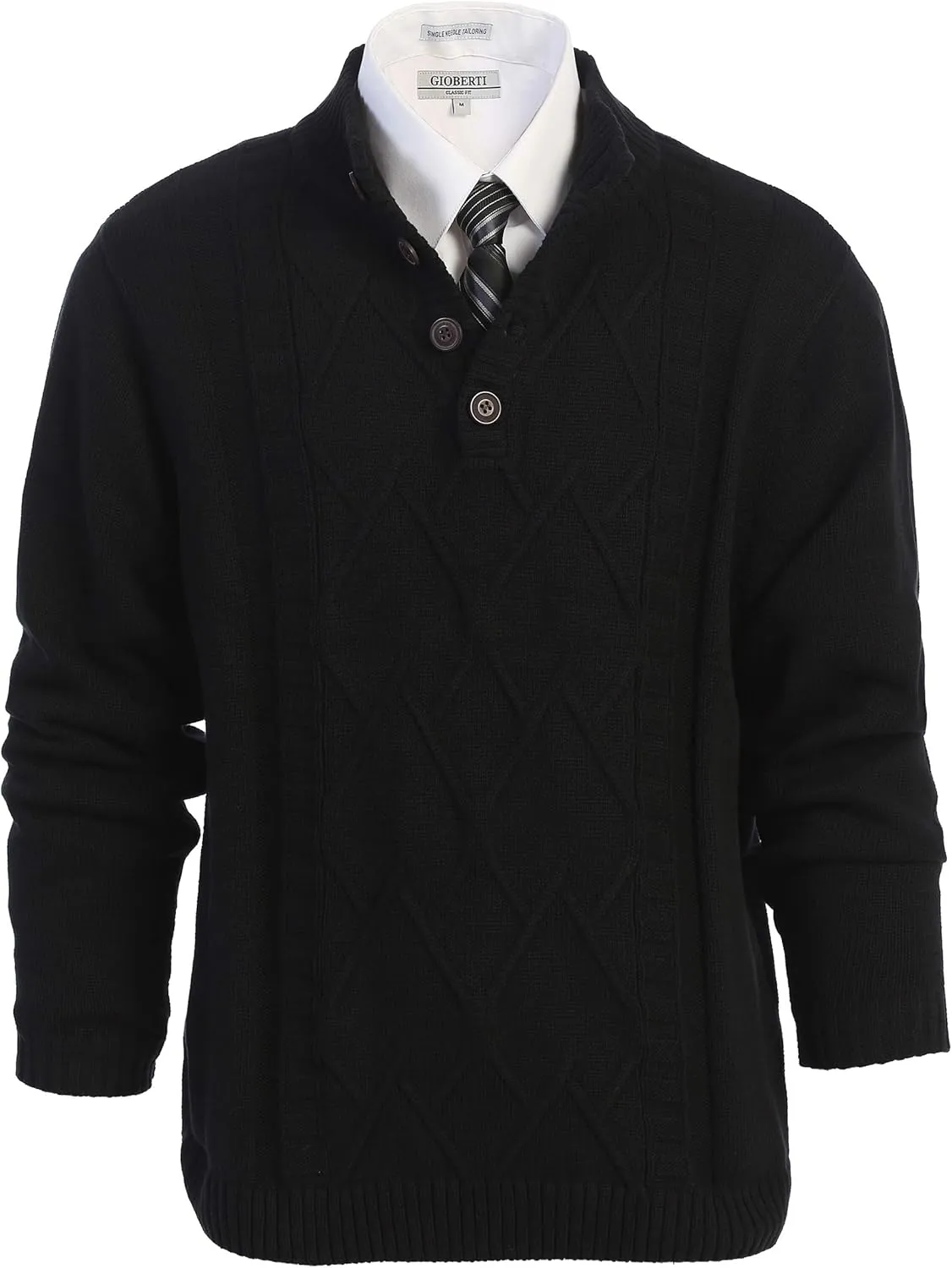 Gioberti Men's 100% Cotton Button Down Collar Knitted Pullover Sweater