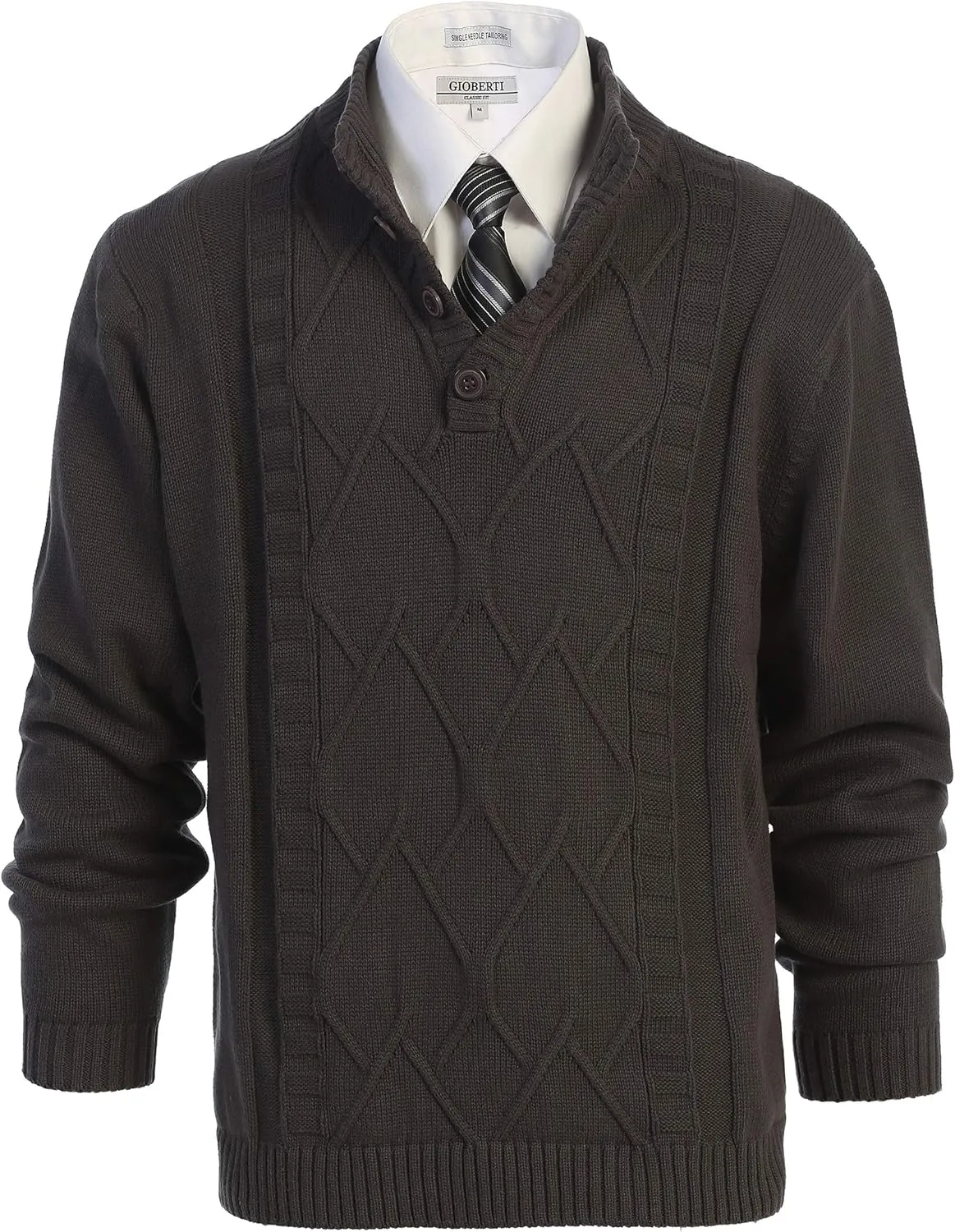 Gioberti Men's 100% Cotton Button Down Collar Knitted Pullover Sweater