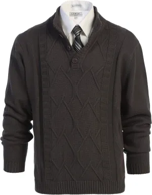 Gioberti Men's 100% Cotton Button Down Collar Knitted Pullover Sweater