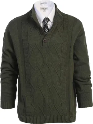 Gioberti Men's 100% Cotton Button Down Collar Knitted Pullover Sweater