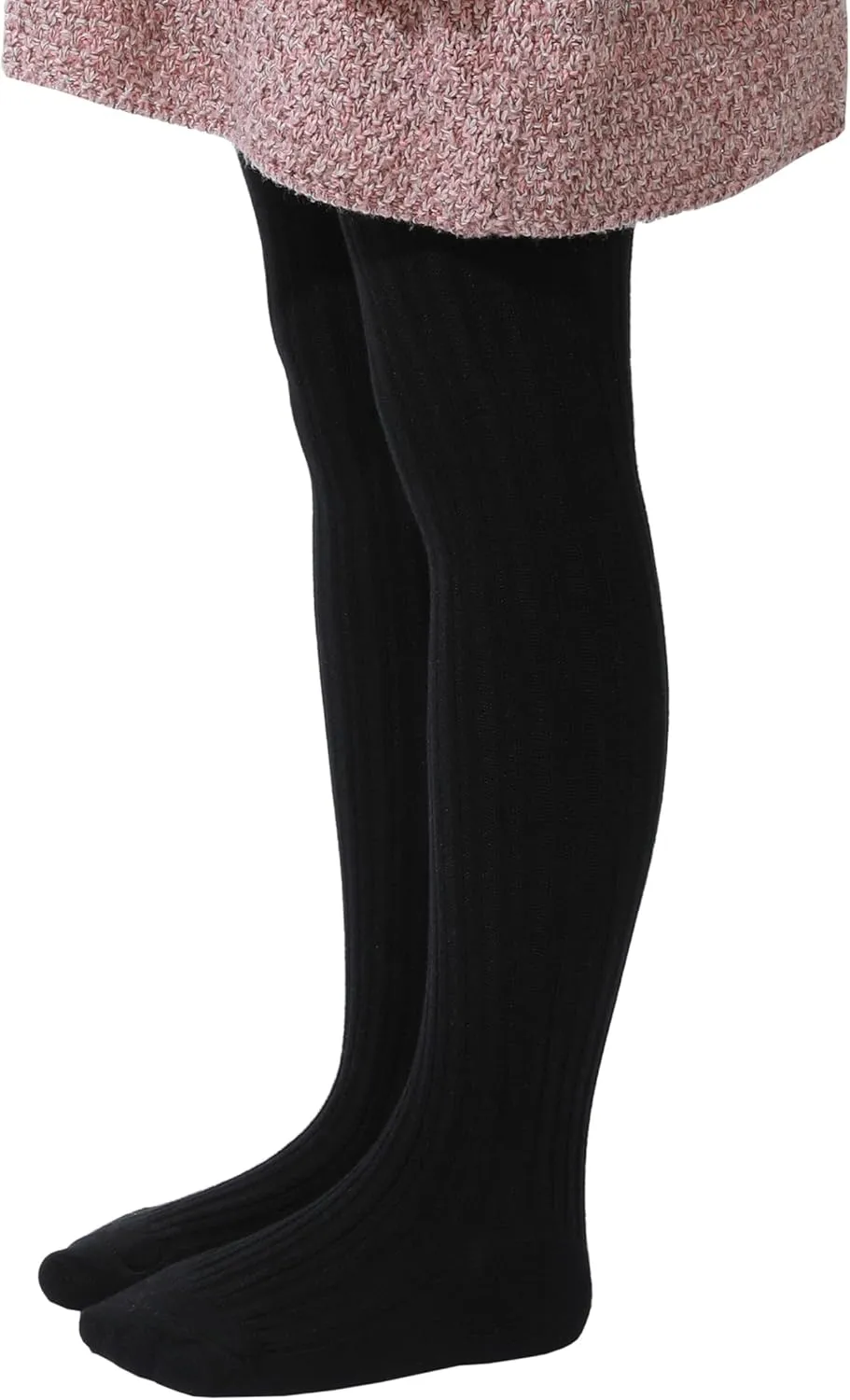Girls' Cotton Tights - Toddler Cable Knit Footed Tights for Baby Girls